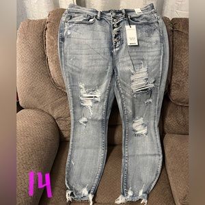 Judy Blue Extreme Wash Button Fly Skinny Sz 14w